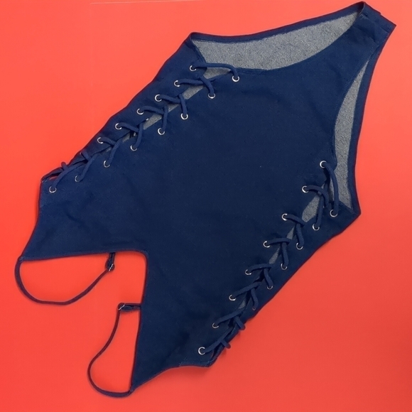 Forever 21 HOT Bodysuit Size Small Denim Blue NWT - Picture 1 of 9